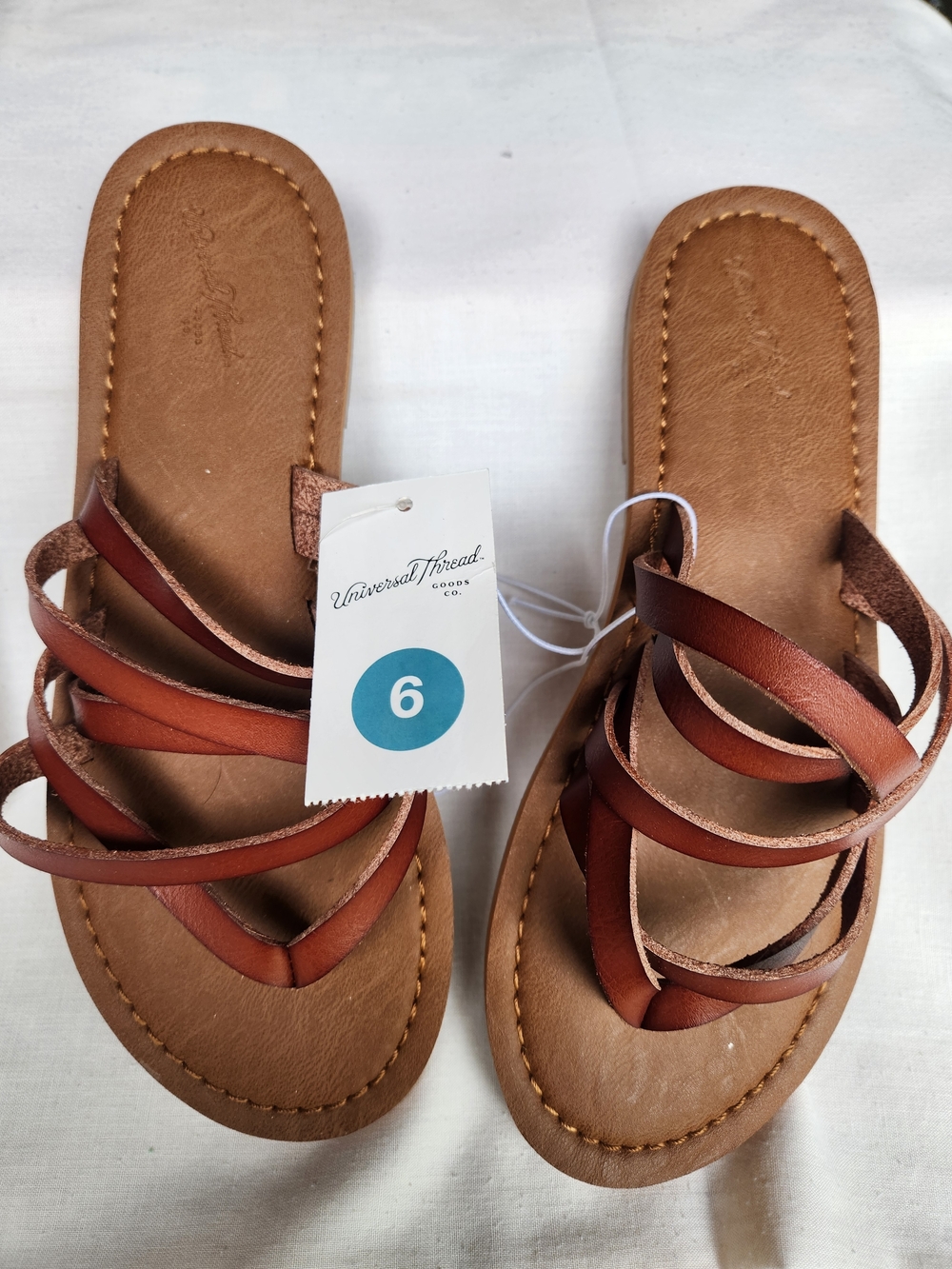 Universal Thread Brown Strappy Slide Sandals - Size 6
